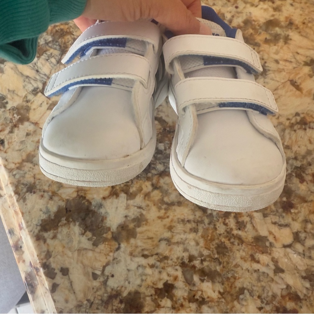 Adidas Grand Court 2.0 Kids White Blue Camo Velcro Sneakers Size 6.5 - Picture 5 of 16